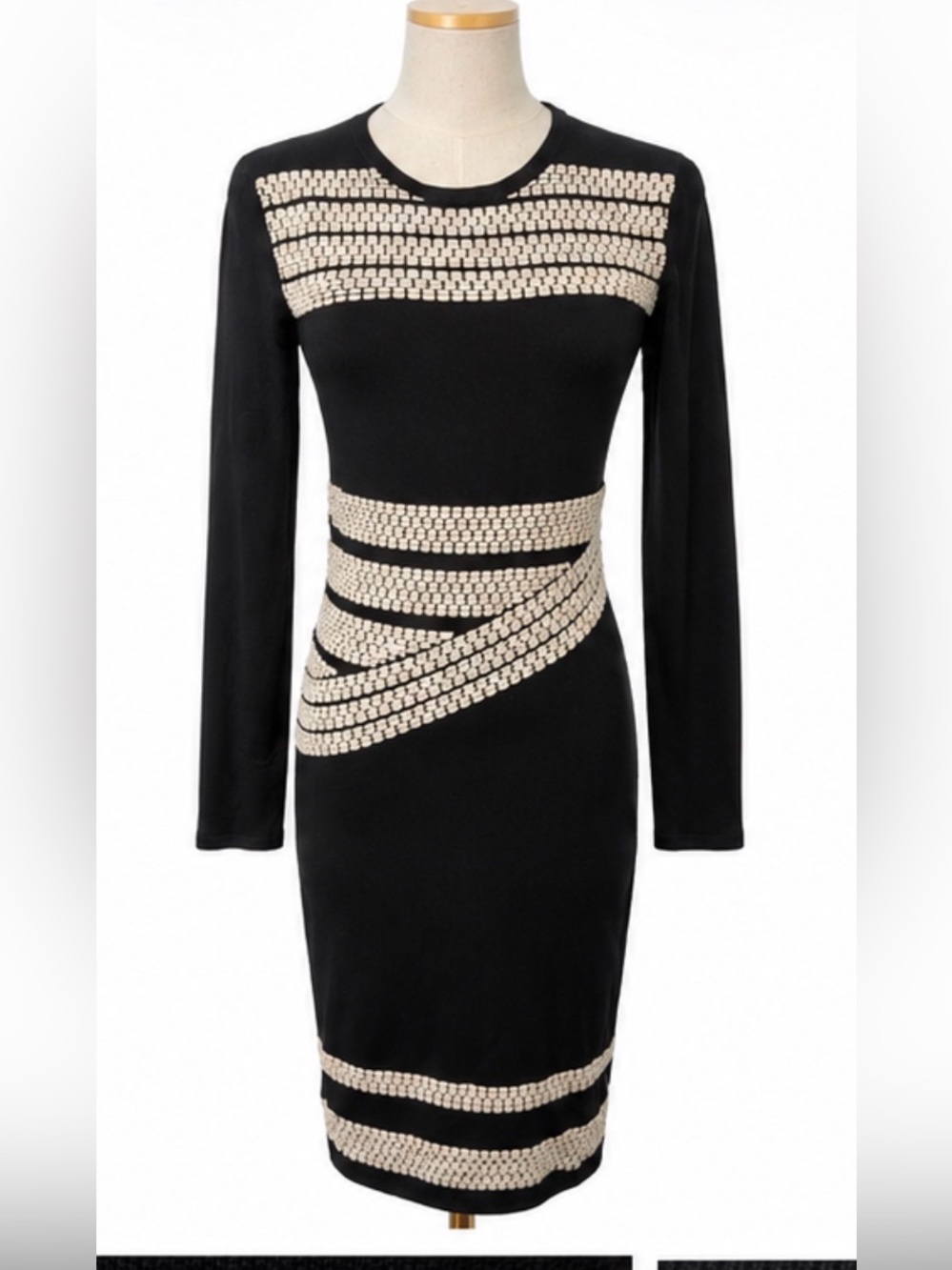 Shoshanna Black Textured Knit Sweater Dress Small Long Sleeve Bodycon Small